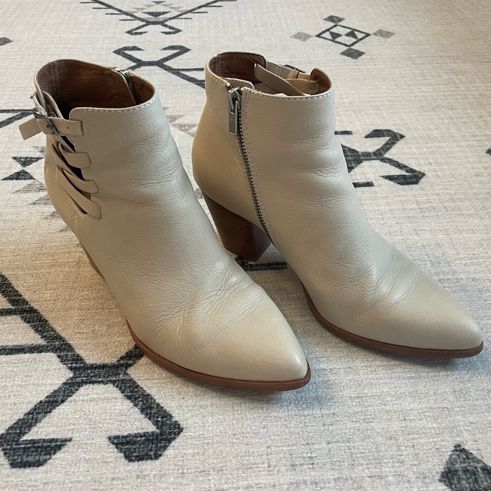 Ivory Leather Booties